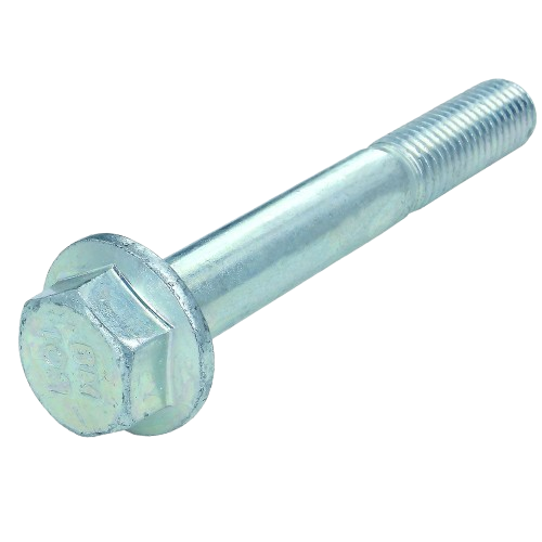Hex head metal screw with partial threading, designed for use in tools and home improvement projects