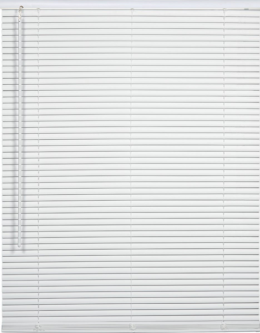White vinyl cordless mini blind with tilt wand for easy light control in home improvement settings