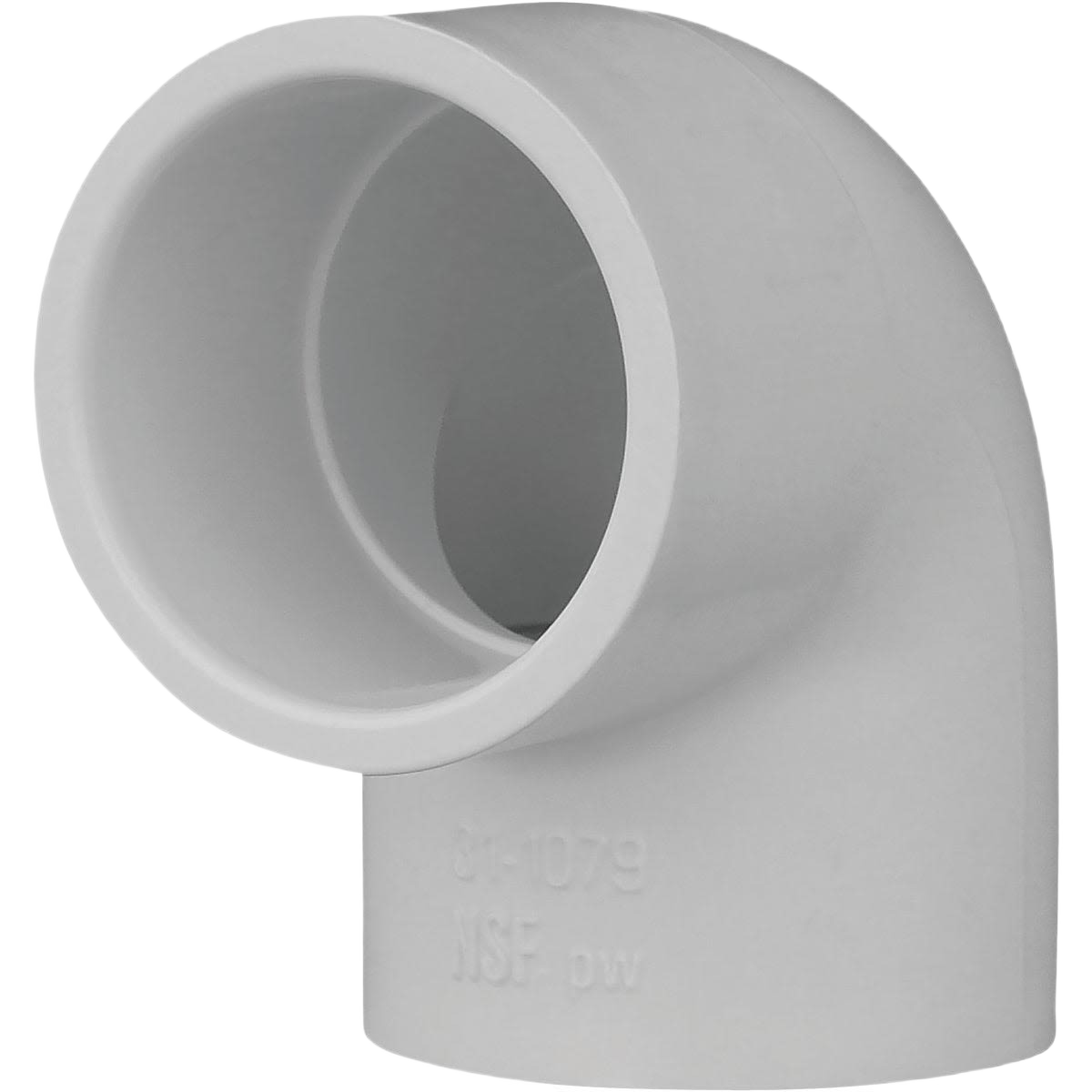 White PVC 90-degree pipe elbow fitting for plumbing systems in Pipes & Fittings and Under $50 collections