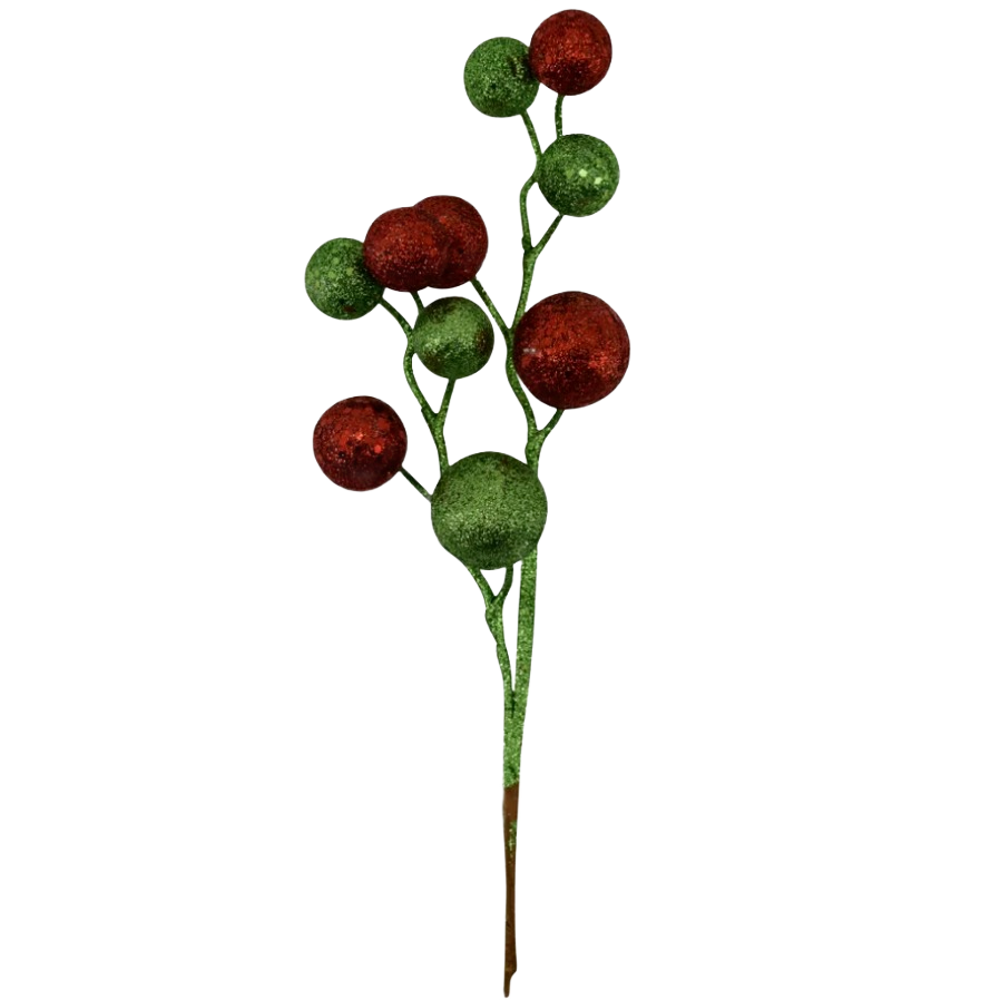 Festive red and green glitter ball spray for Christmas tree decorations and holiday home accents under 50 dollars