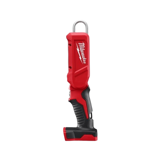 Red and black Milwaukee M18 LED stick light with ergonomic grip for tools and home improvement tasks