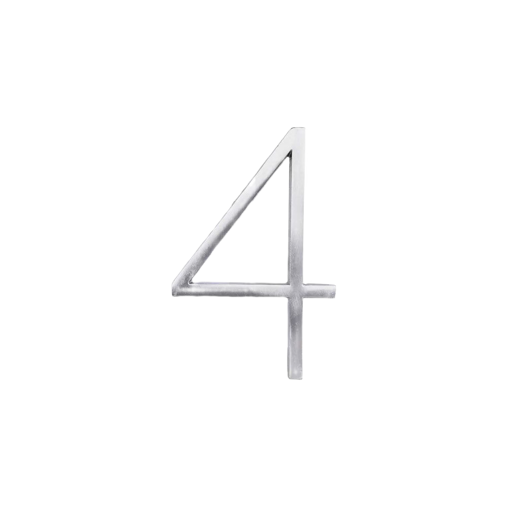 Nickel finish number 4 with floating mount design for home improvement and address display projects