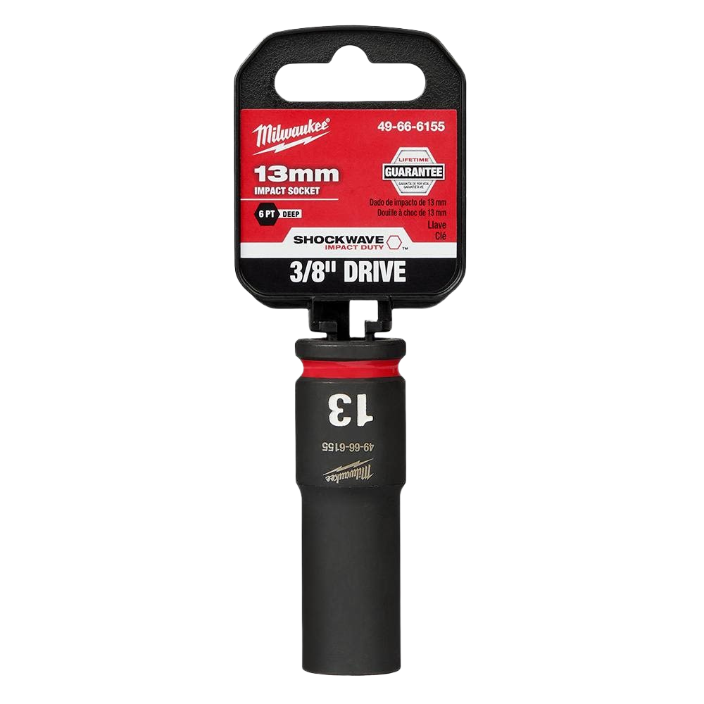 13mm deep impact socket with 6 point design, part of Milwaukee hand tools in sockets and ratchets collection under $50