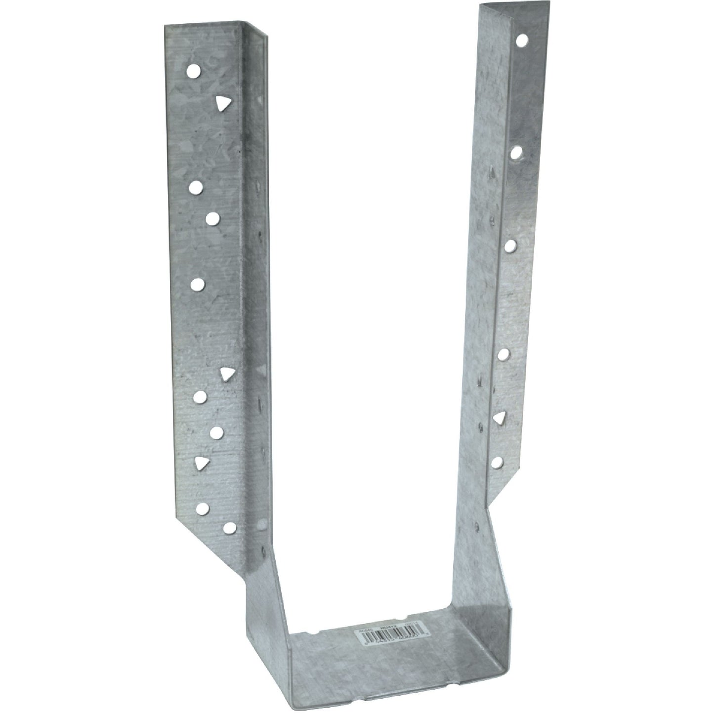 Galvanized steel joist hanger with pre-drilled holes for secure wood framing in lumber and building materials collection