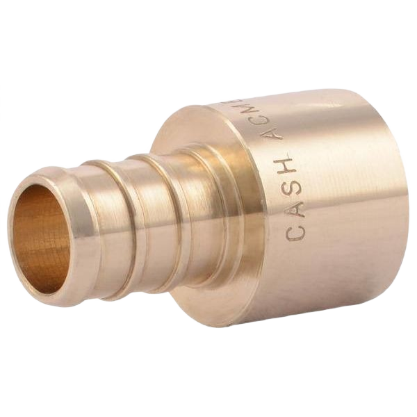 Brass crimp sweat adapter for PEX tubing connection in plumbing and home improvement applications