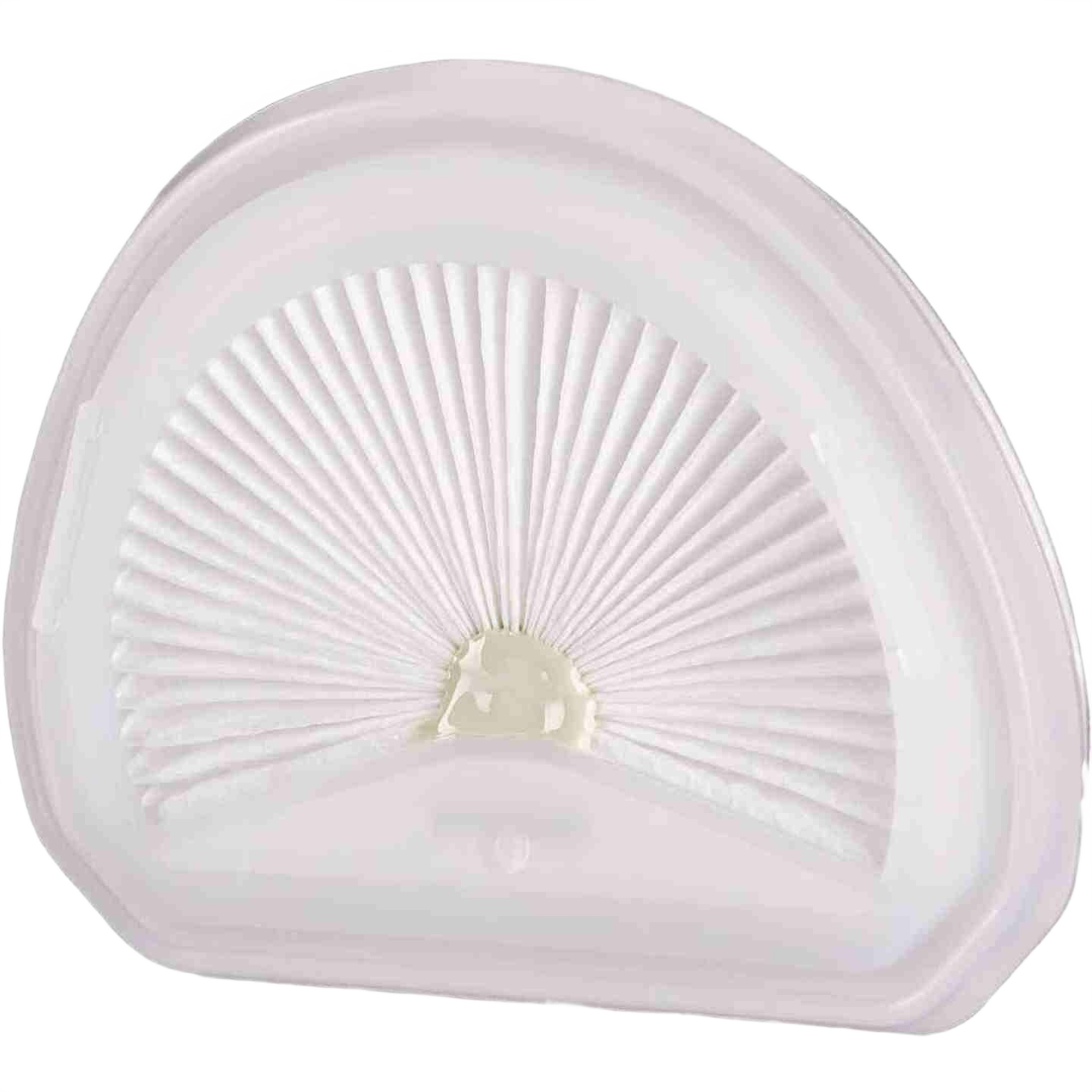 White triangular replacement filter with pleated design for handheld vacuum cleaners in home improvement tasks