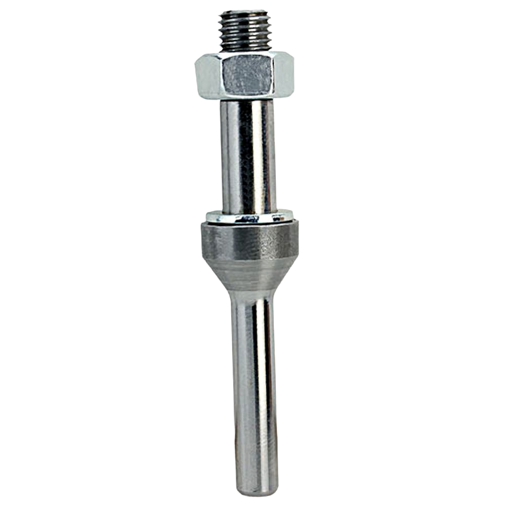 Metal slotting cutter arbor with threaded top and smooth shaft designed for precision woodworking tool applications