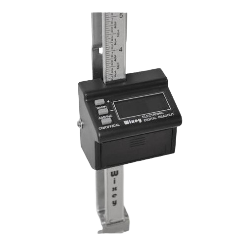 Digital depth gauge with electronic display and stainless steel measuring scale for precise home improvement tools.