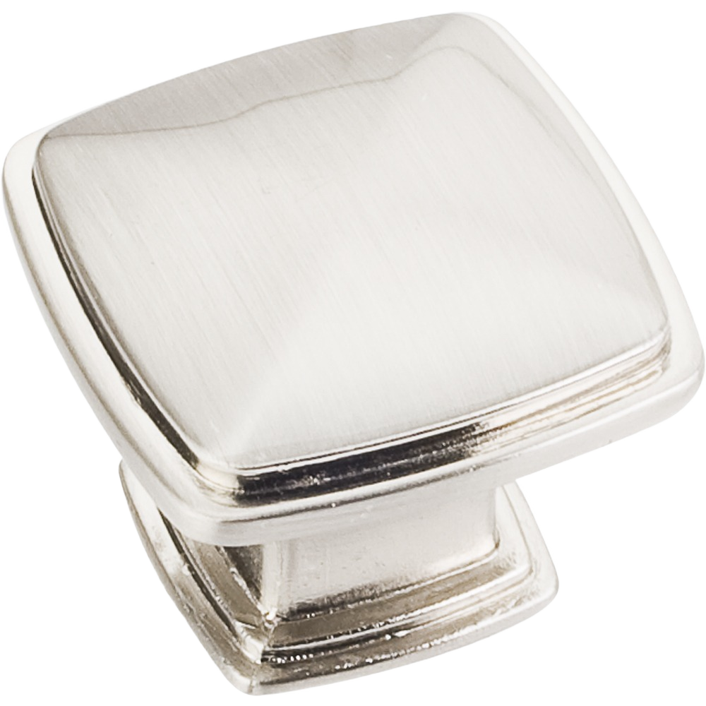 Square satin nickel cabinet knob with sleek modern design for hardware and furniture accessories collections