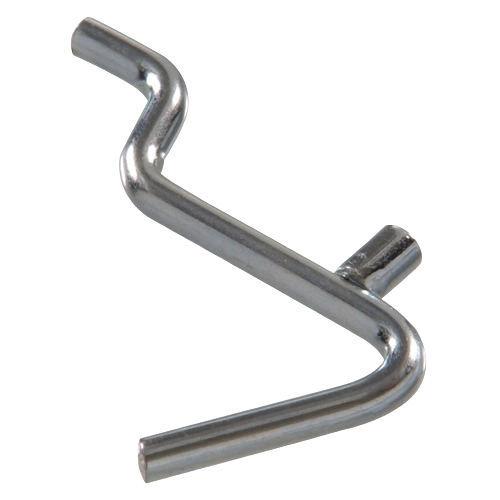 Zinc-plated angled hook for tool and equipment organization, suitable for home improvement and storage solutions.