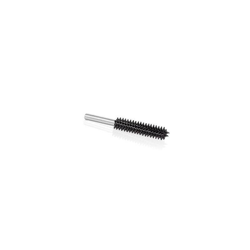 Coarse cylinder-shaped rotary burr with 1/8-inch shaft for precision woodworking and home improvement tools.