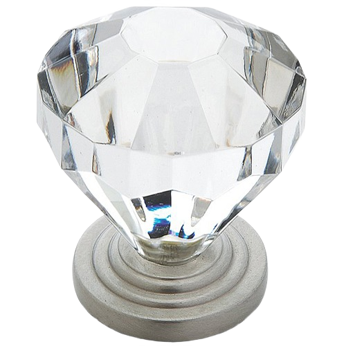 Clear acrylic knob with satin nickel base for cabinet and furniture hardware under $50 collections