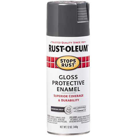 Charcoal gray gloss enamel spray paint can with rust prevention for home improvement and paint supplies under $50 category