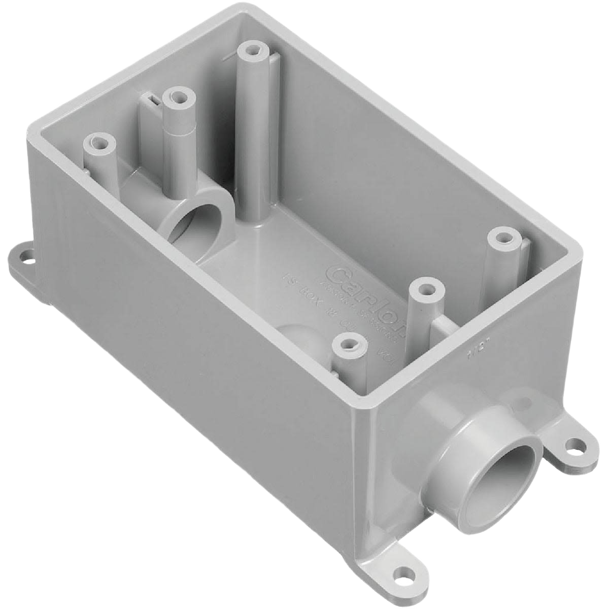 Gray PVC 1-gang dead-end electrical conduit box with 3/4 inch outlet for electrical and home improvement use
