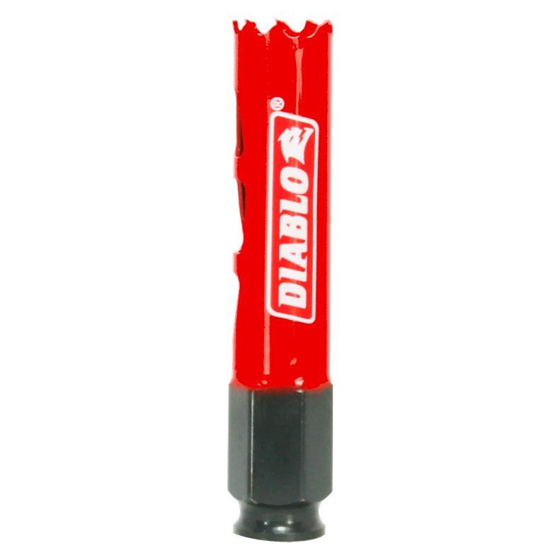 Red and black metal hole saw bit with logo, designed for woodworking tools and home improvement under $50 collections