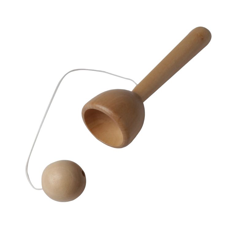 Classic wooden cup and ball toy with smooth finish for traditional skill and dexterity play and display