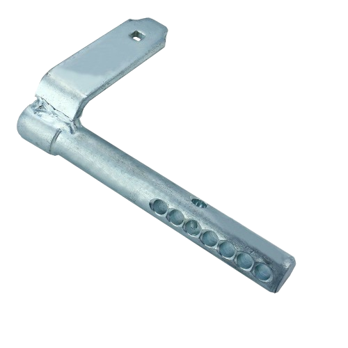 Galvanized metal arm with multiple adjustment holes designed for durable use in home improvement projects