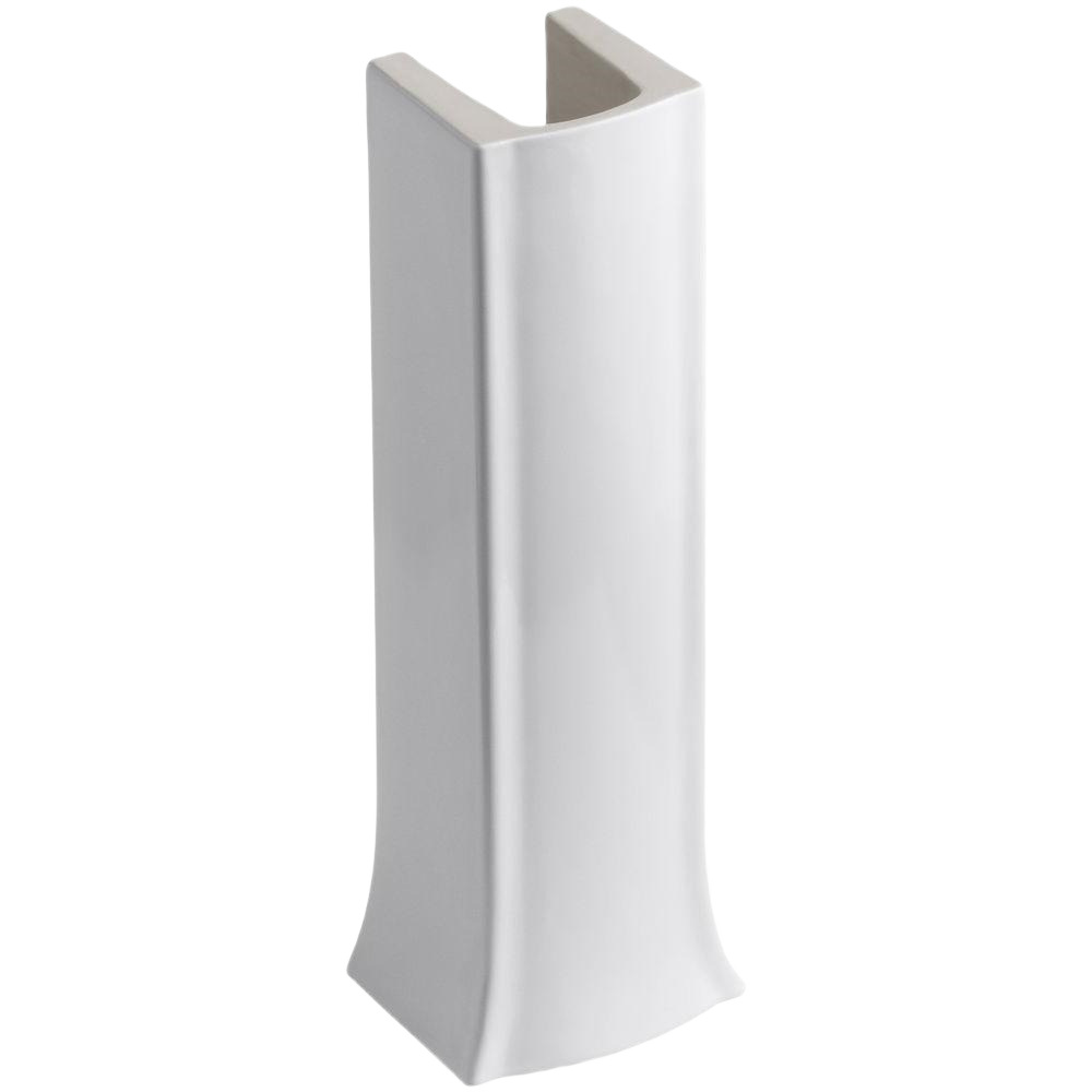 White ceramic pedestal column designed for bathroom sink support in home improvement projects