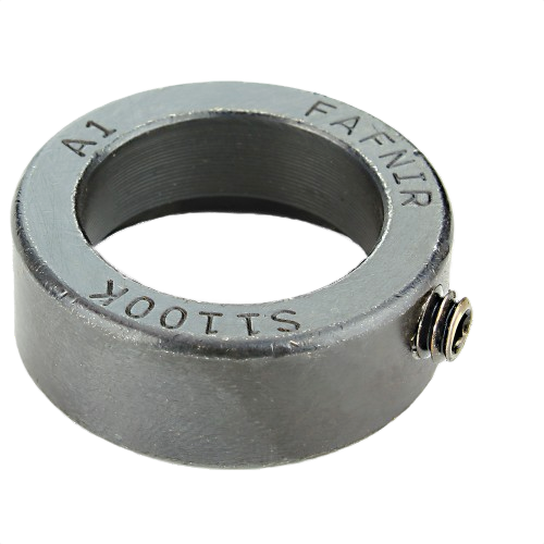 Metal eccentric locking collar with locking screw for industrial tools and home improvement applications