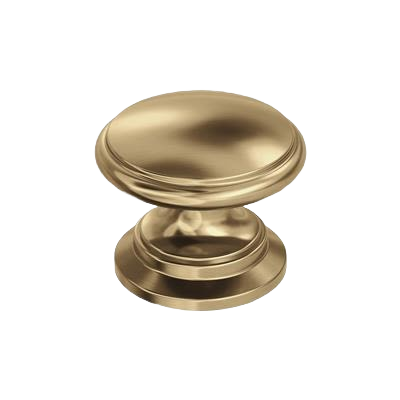 Champagne bronze cabinet knob with rounded top and decorative base, part of furniture hardware and home improvement collection