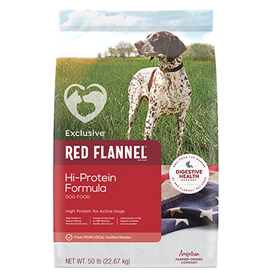 Bag of Exclusive Red Flannel high protein dry dog food for active dogs in pet food and supplies collections