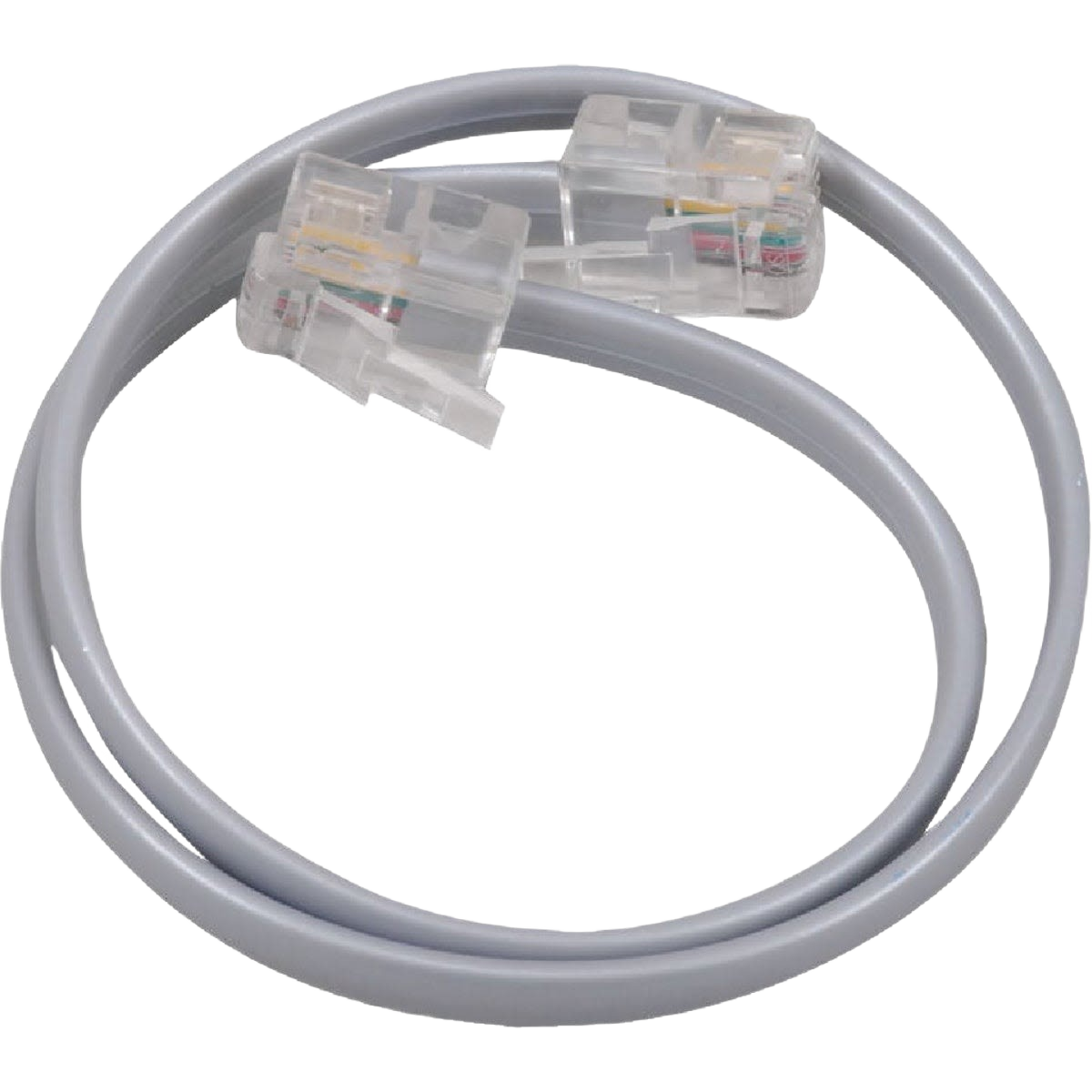 Silver 1-foot telephone line cord with clear connectors for electrical and wire collections under $50 range