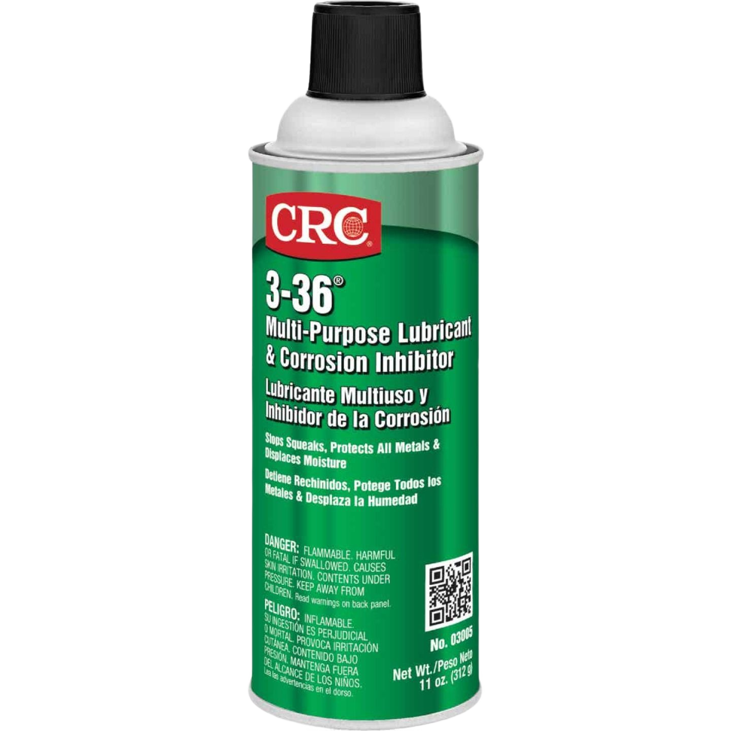 Green aerosol can of multi-purpose lubricant and corrosion inhibitor spray for tools and home improvement use