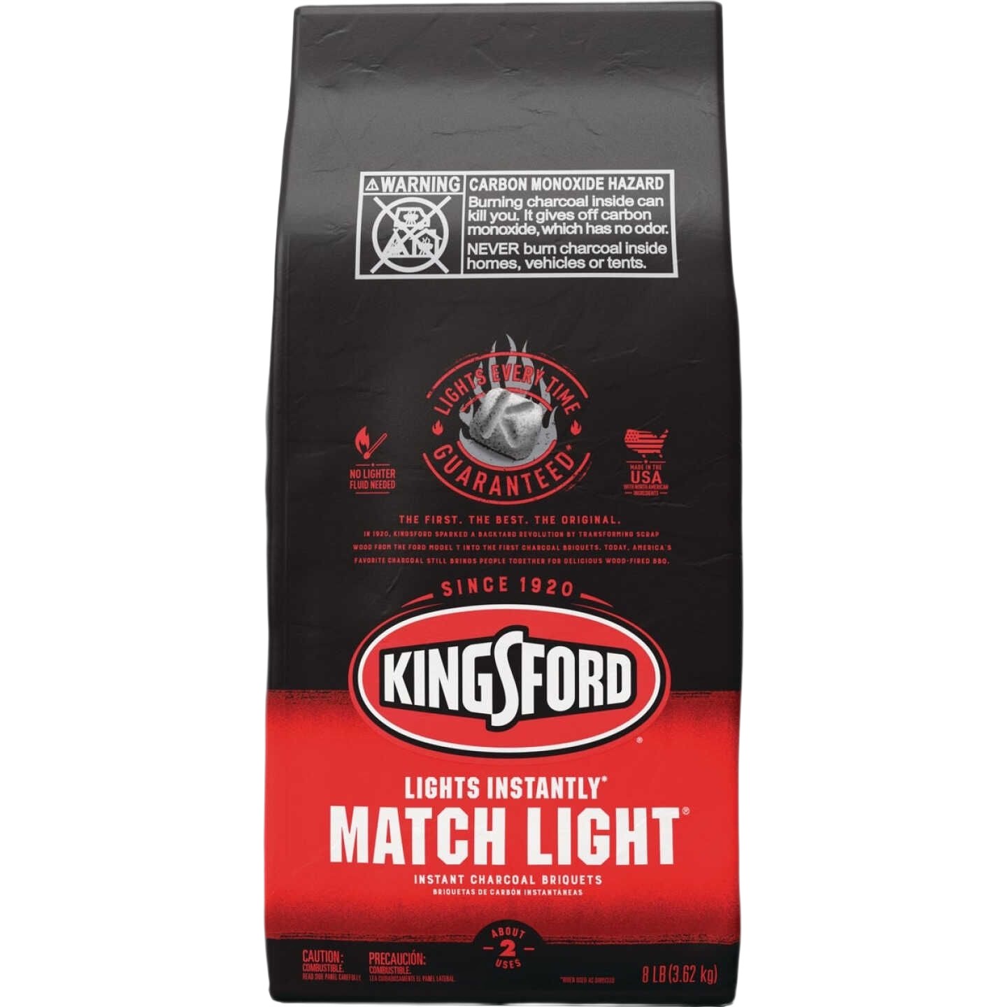 Kingsford Match Light charcoal briquets bag designed for quick lighting grilling, ideal for outdoor living and lawn & garden use