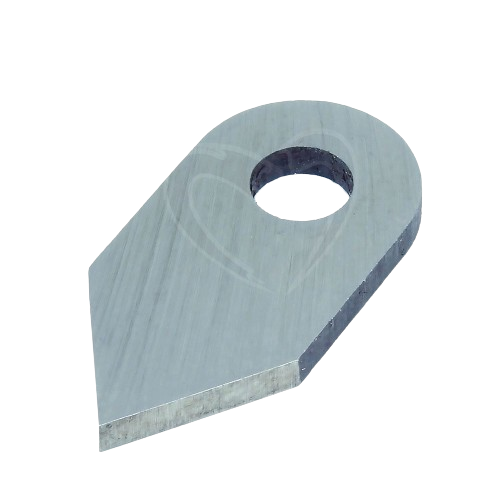 Sharp pointed cutting tip with circular mounting hole, designed for precision in home improvement tools and projects