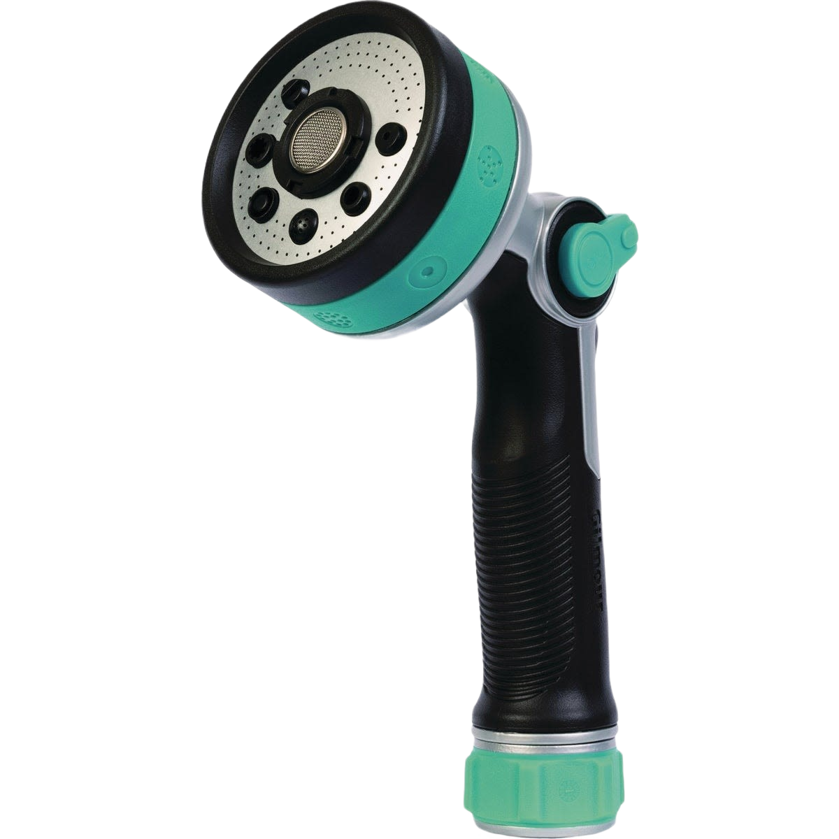 Black and green metal eight-pattern watering nozzle with thumb control for lawn and garden irrigation tasks under $50 collections