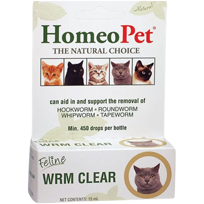 Natural feline worm treatment supplement supporting removal of common parasites including hookworm and tapeworm in cats