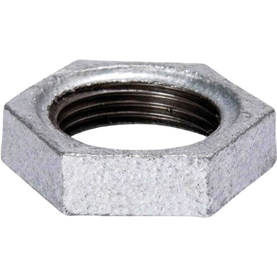 Galvanized malleable iron lock nut with threading for secure pipe fastening in plumbing and fittings projects under $50
