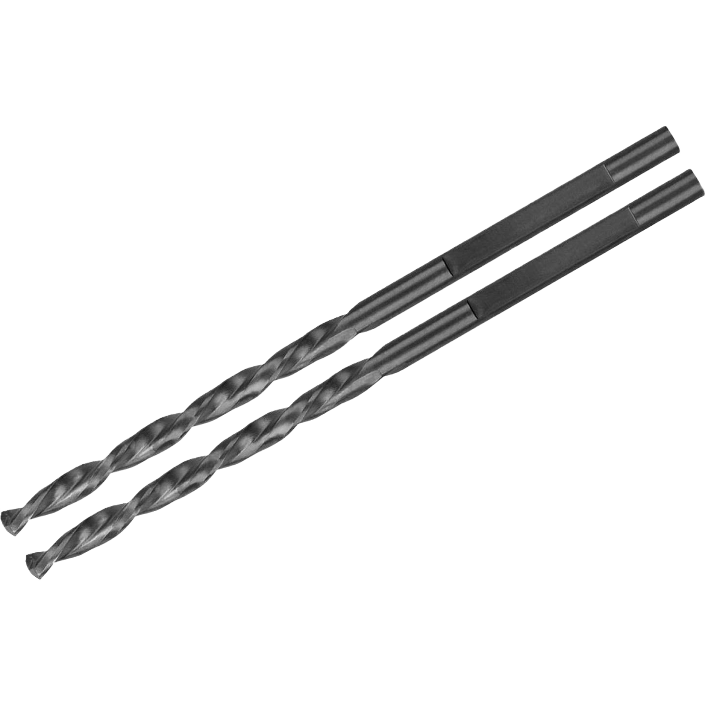 Pair of precision-engineered black 7/64 inch drill bits for power tool accessories and home improvement tasks