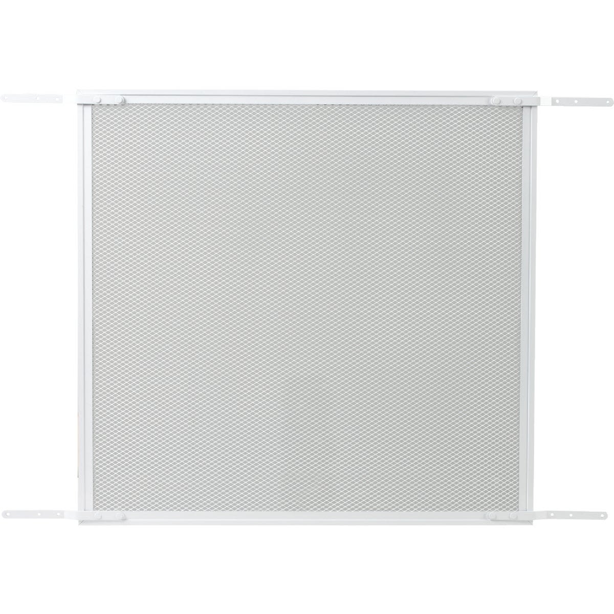 White aluminum door grille with diamond mesh pattern designed for easy installation in 36-inch doors