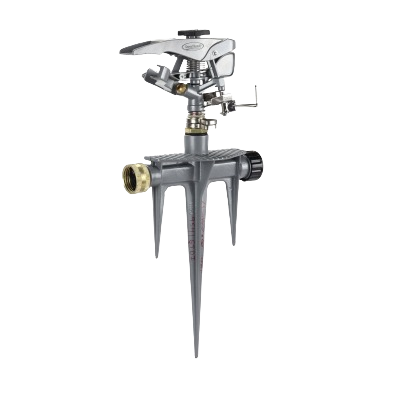 Gray and silver impulse spike sprinkler with adjustable nozzle for lawn sprinklers and watering irrigation under $50 collections