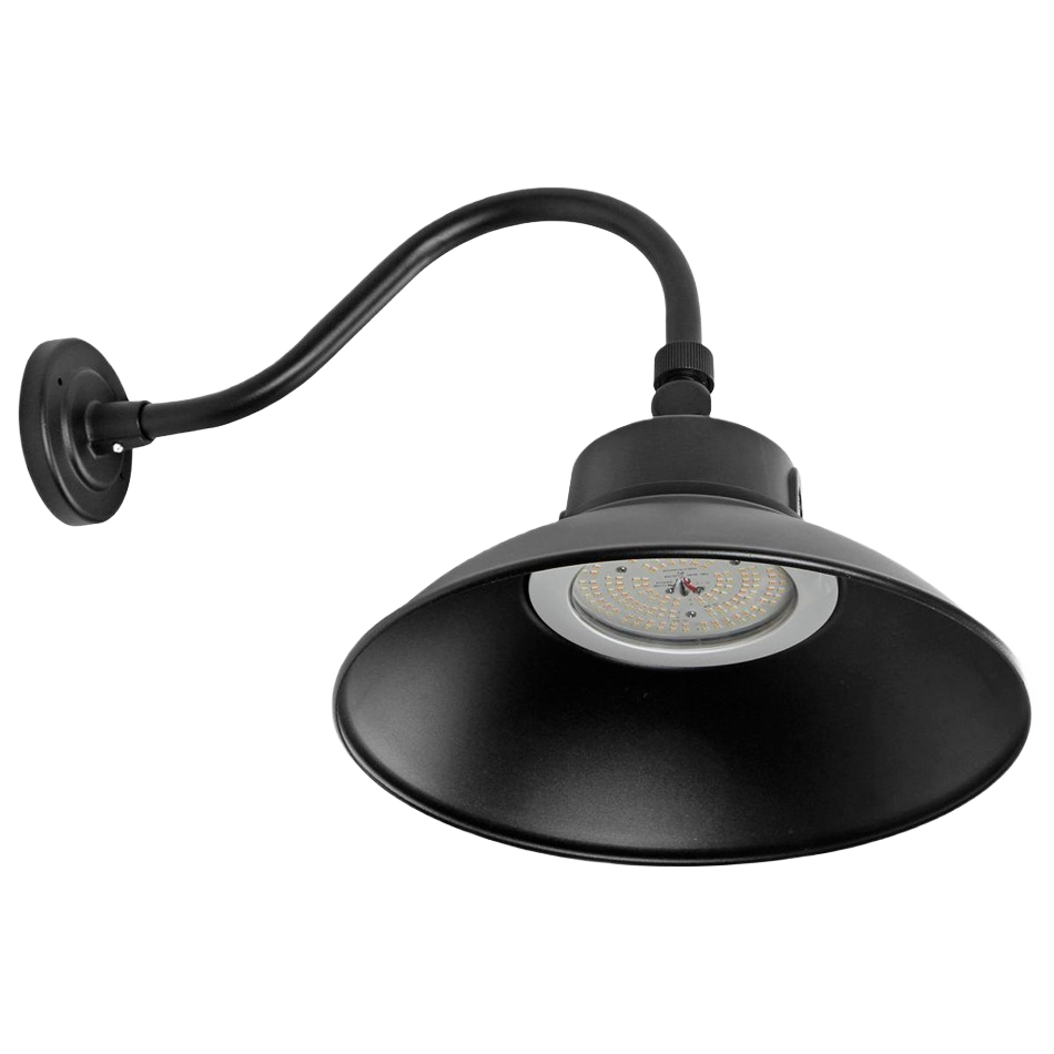Black LED gooseneck light fixture for outdoor living and home improvement in lighting and electrical collections
