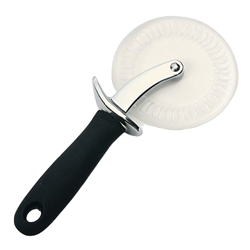 Kitchen utensil pizza cutter with scalloped stainless steel wheel and ergonomic black handle for kitchenware collections under $50