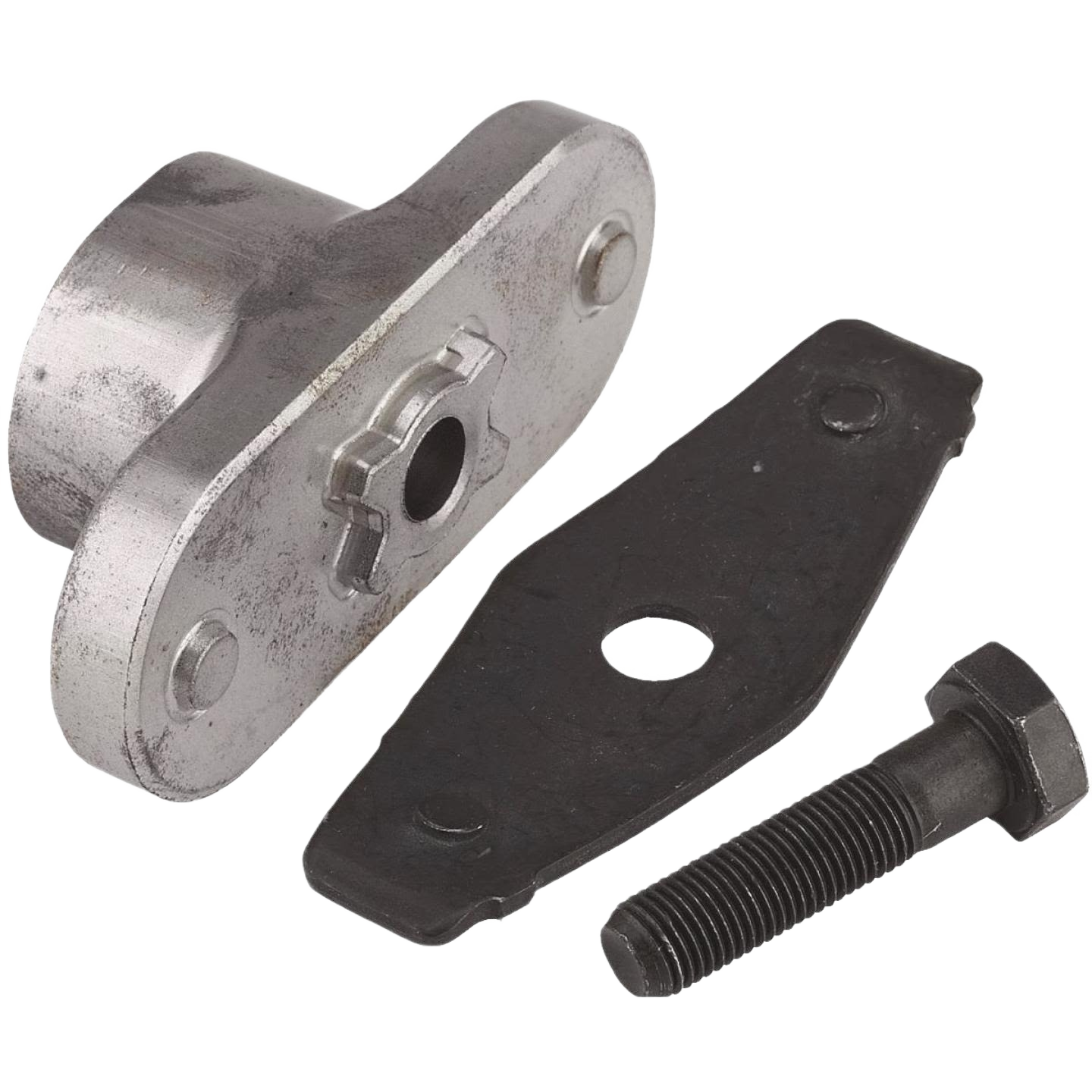 Metal blade adapter kit with bolt and mounting plate for mower maintenance in parts and lubricants collection