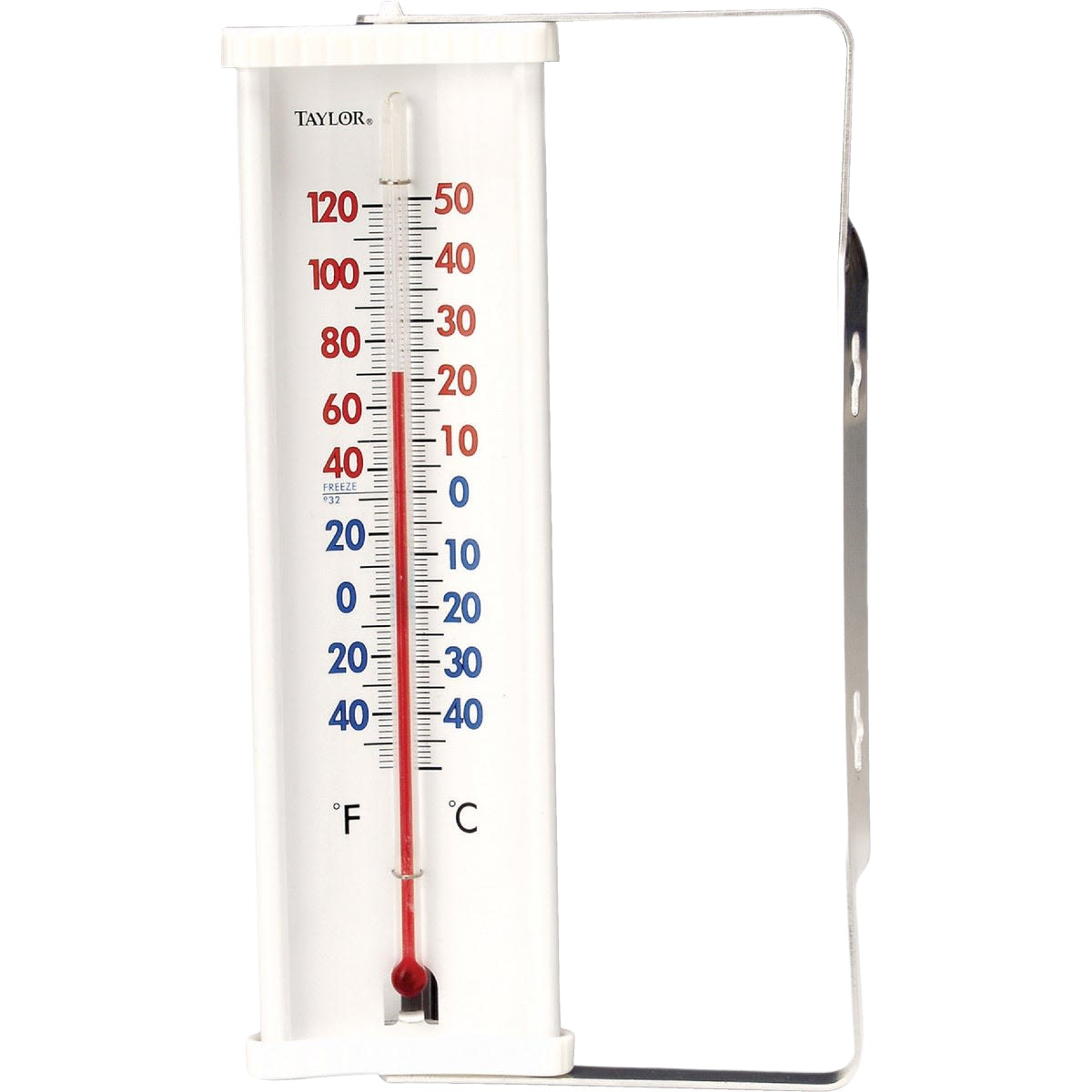 Outdoor window thermometer with Fahrenheit and Celsius scales, ideal for weather stations and outdoor living spaces under $50.