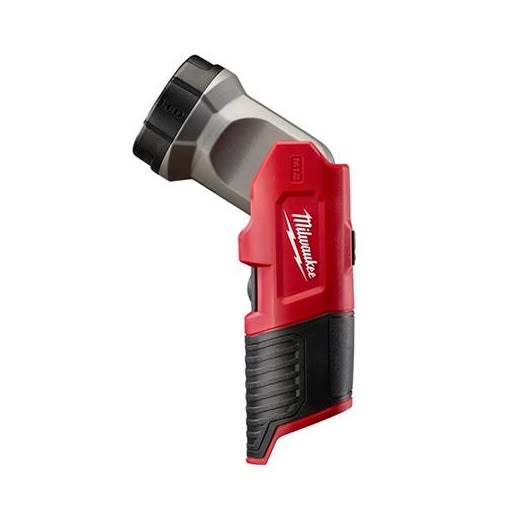 Red and black Milwaukee work light with rotating head and magnetic back for hands-free use in tools and home improvement collections