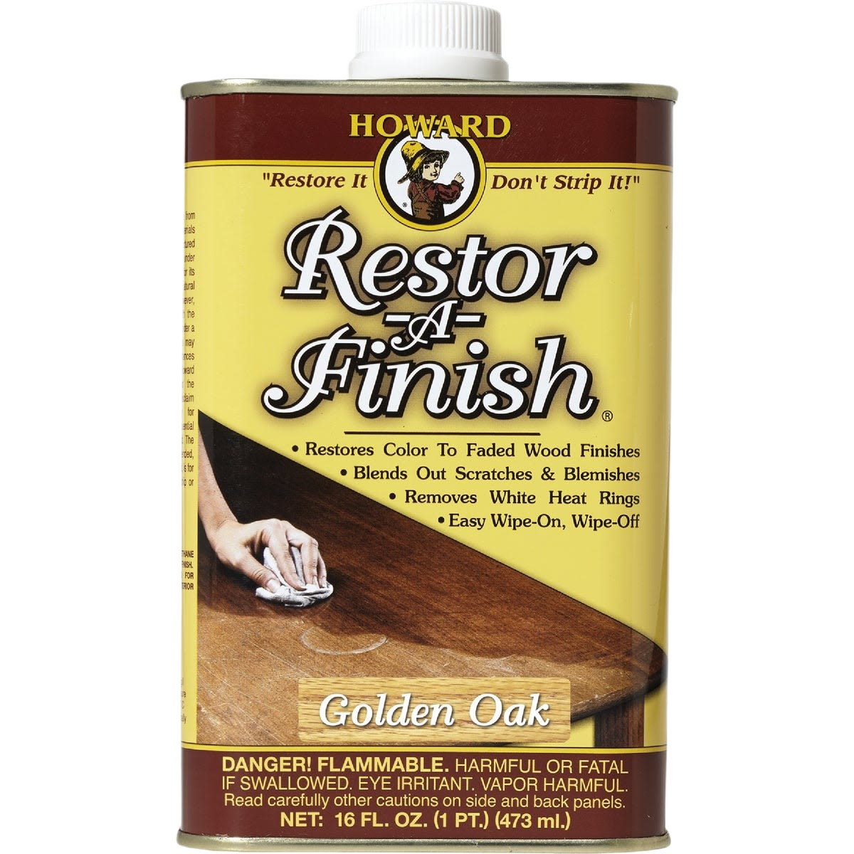 Metal container of golden oak wood finish restorer from stains and finishes collection for home improvement tools