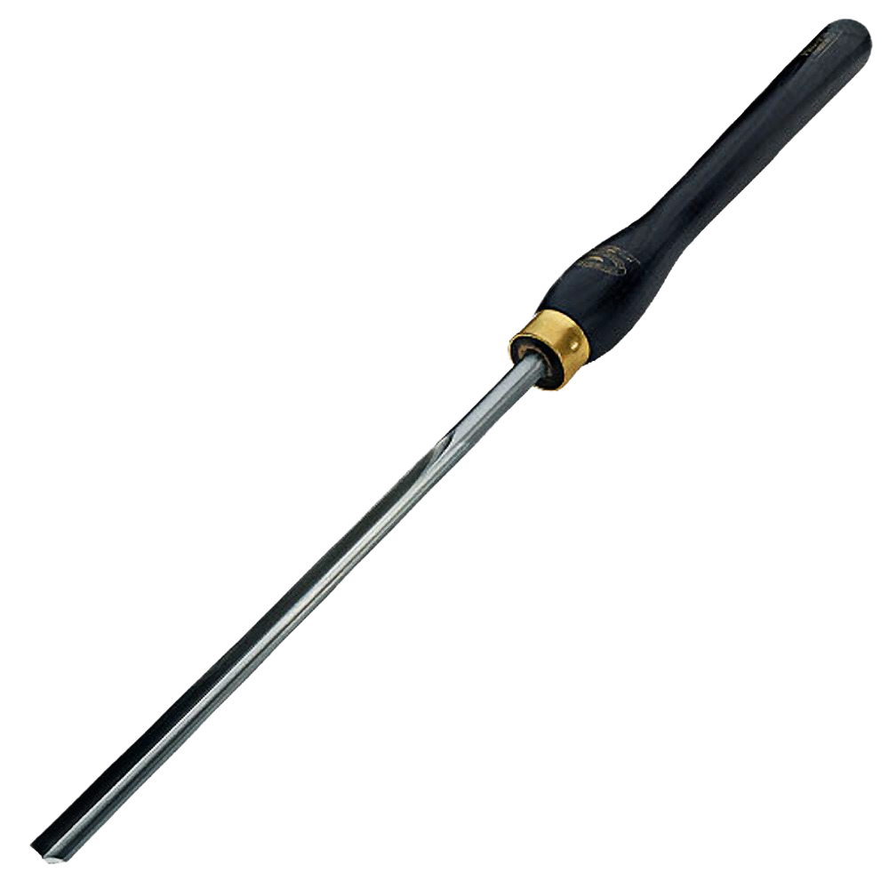 Long woodturning bowl gouge with black handle and metal ferrule for precise woodworking tasks under $100 collection
