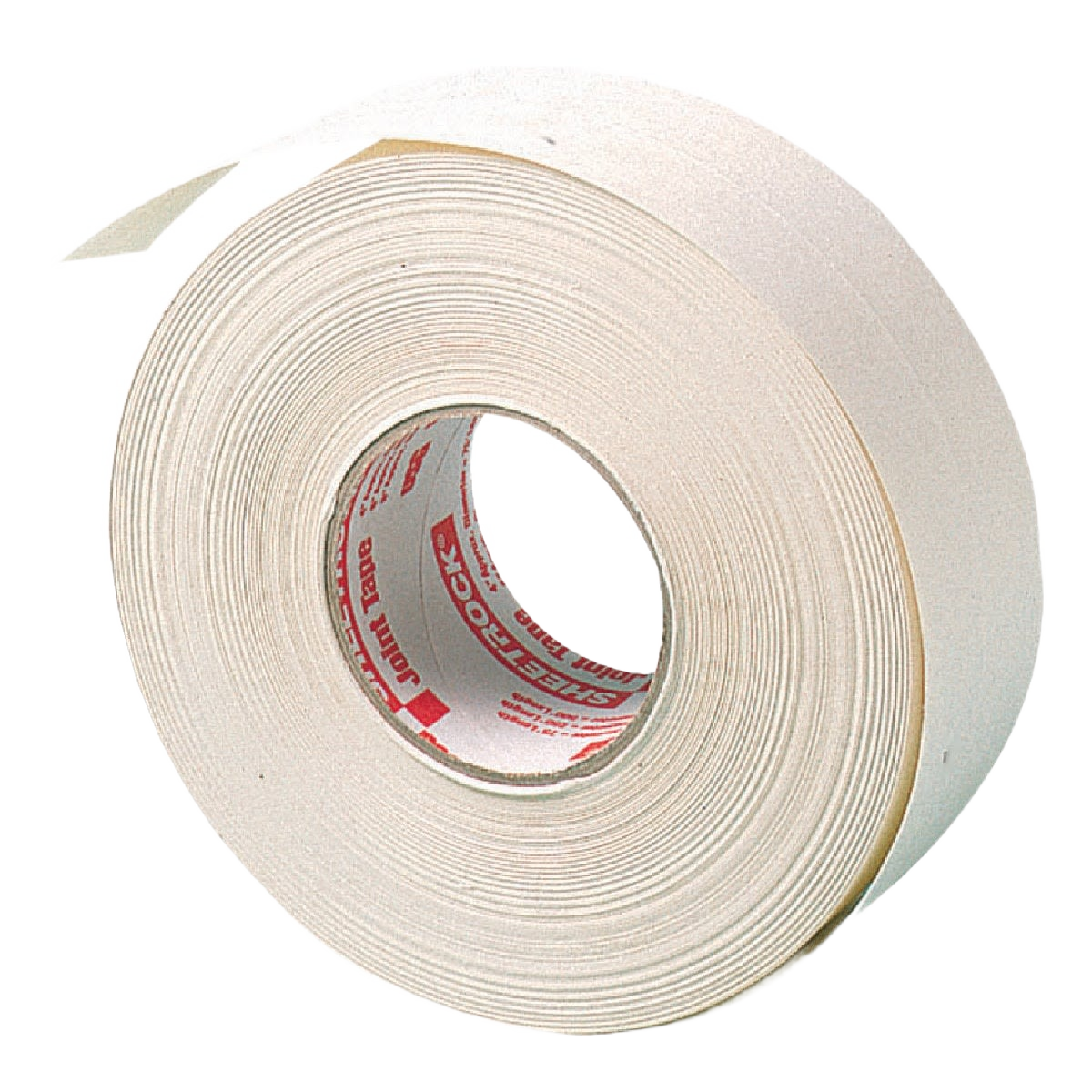 Roll of white paper drywall joint tape for wall finishing in home improvement and construction tasks