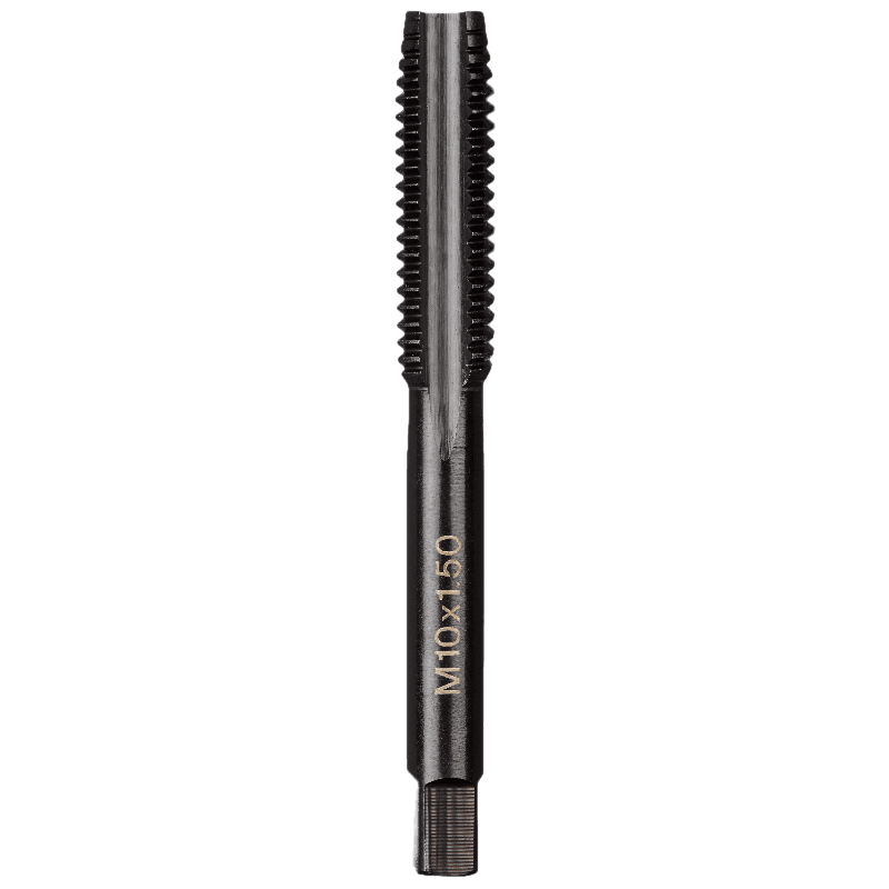 Black precision metric straight flute plug tap for internal threading in power tool accessories and home improvement tools collections