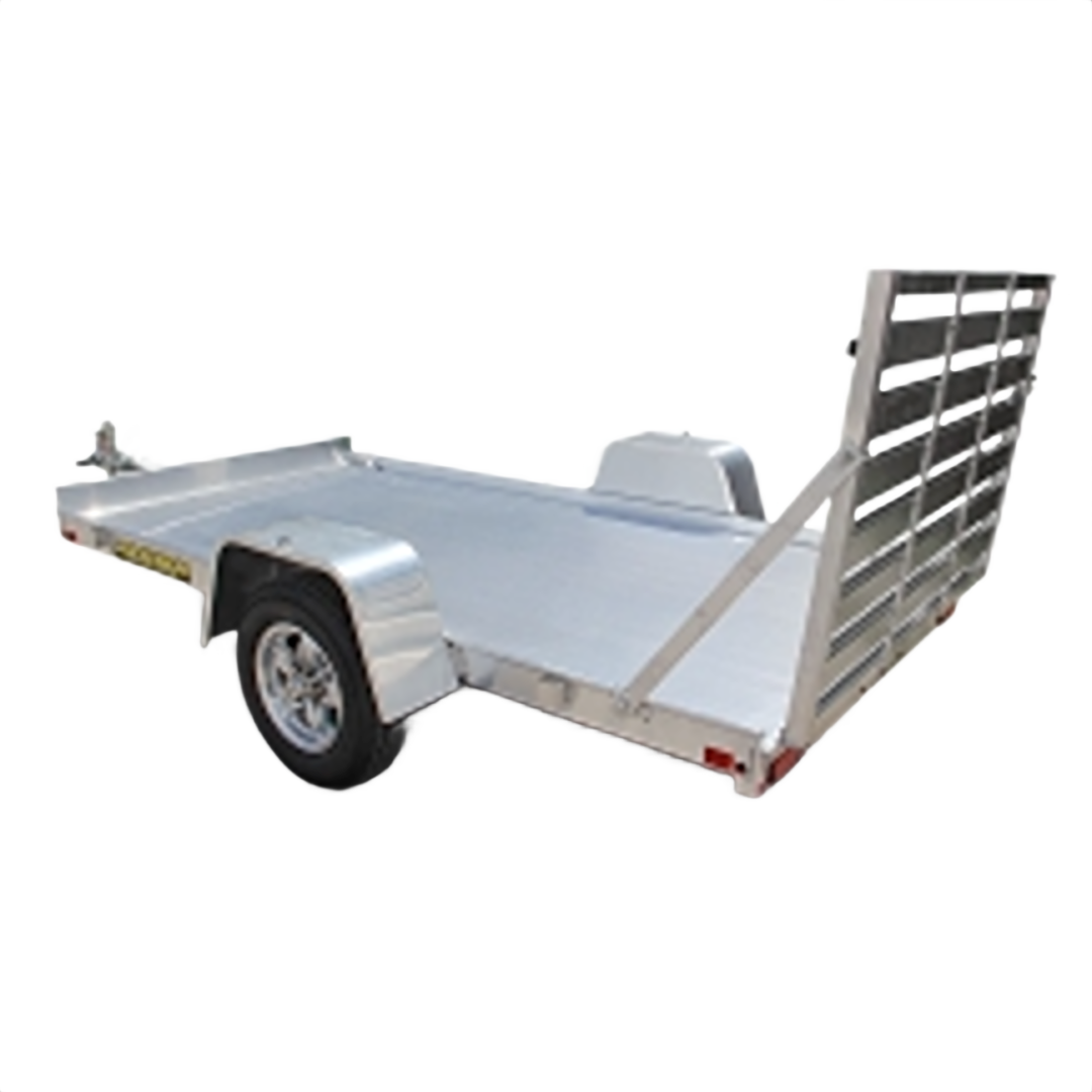 Aluminum utility trailer with ramp gate and single axle for hauling tasks in tools and home improvement projects