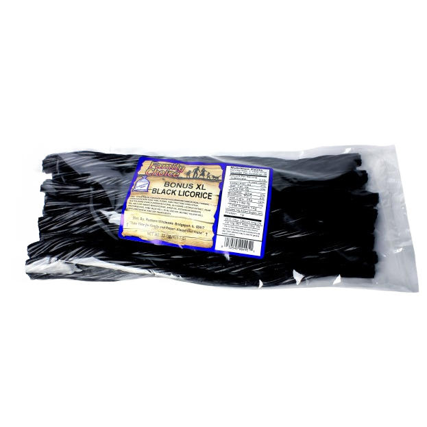Clear plastic package of extra-large black licorice sticks in the candy and food & beverage collection under $50