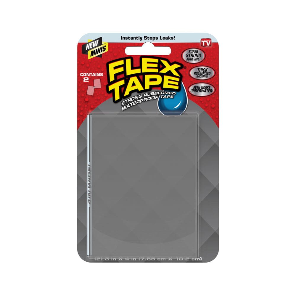 Package of two small clear rubberized waterproof repair tapes for home improvement and leak prevention tasks