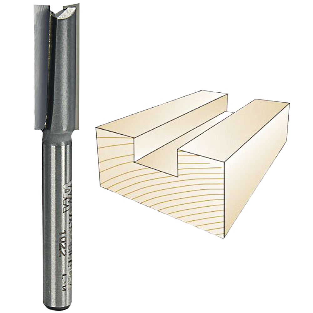 Straight router bit with 1/4 inch shank for woodworking grooves and dados in tool and power tool accessories collections under $50