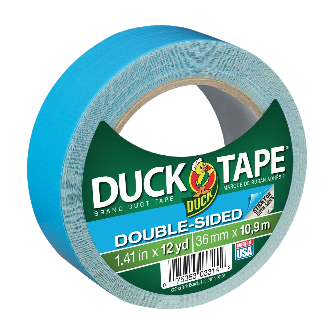 Roll of blue double-sided adhesive tape designed for home improvement and tools applications