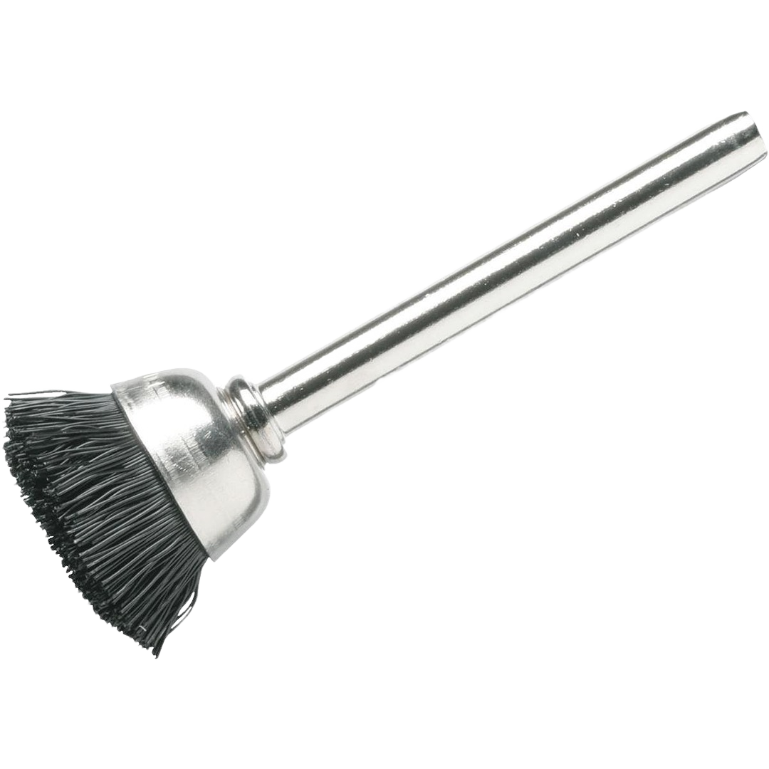Nylon bristle rotary tool brush with metal shank for cleaning and polishing in power tool accessories collection